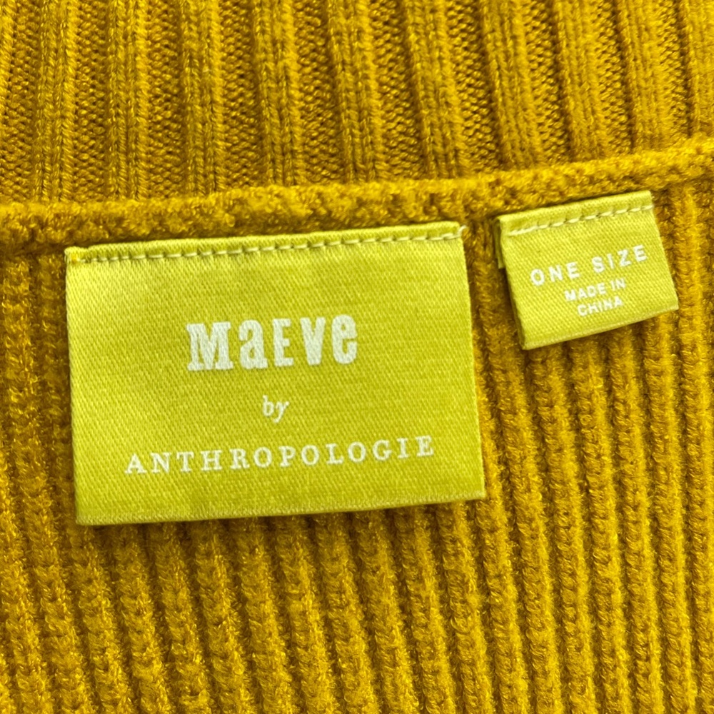 Anthropologie Mustard Yellow Fuzzy Pocket Knit Vest - Picture 4 of 5
